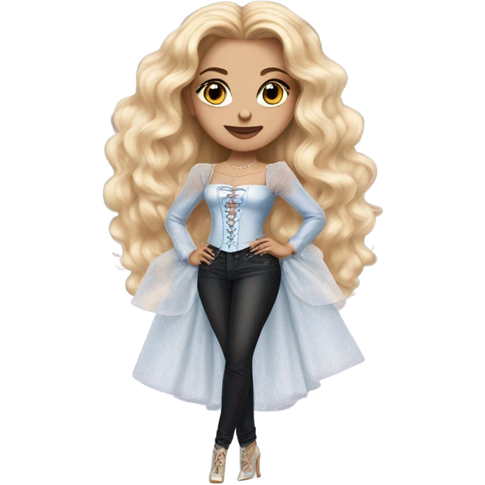 Glinda with makeup and a realistic Shakira lace up with short jeans  emoji