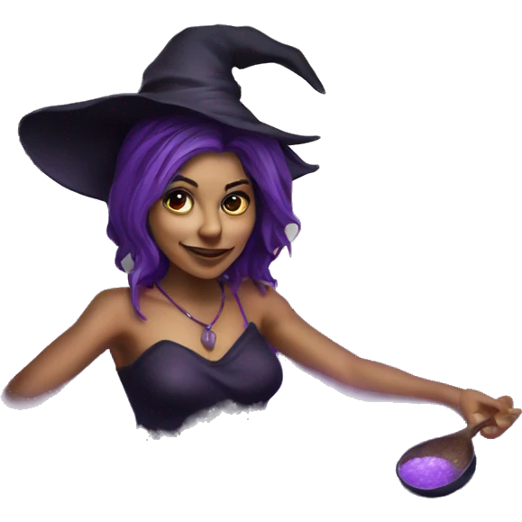 Witch cooking purple potion bathtub detailed realistic emoji