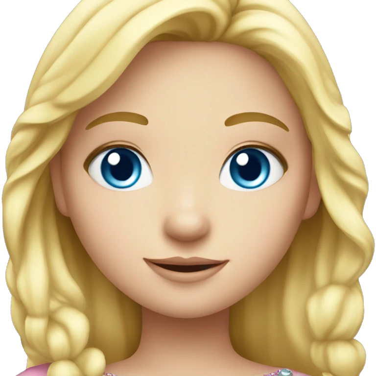 Little blonde girl blue eyes with princess crown emoji