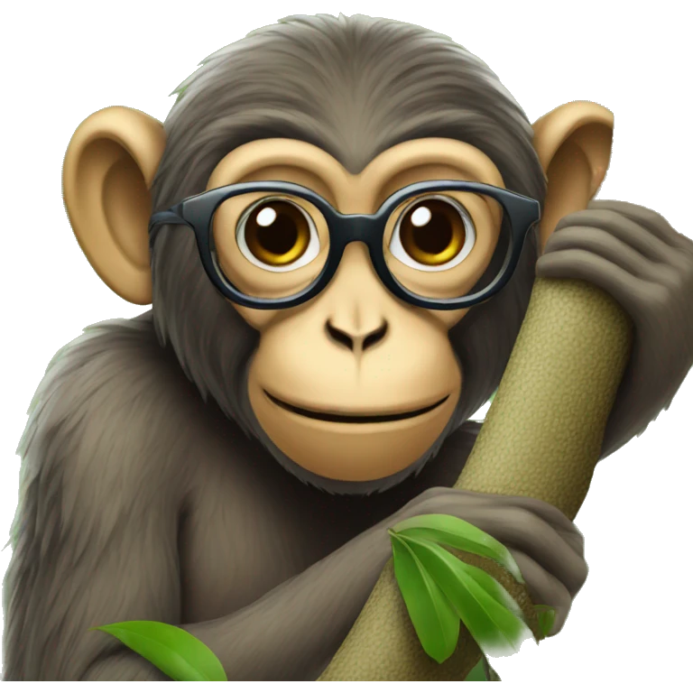 Monkey with specs and in tree emoji