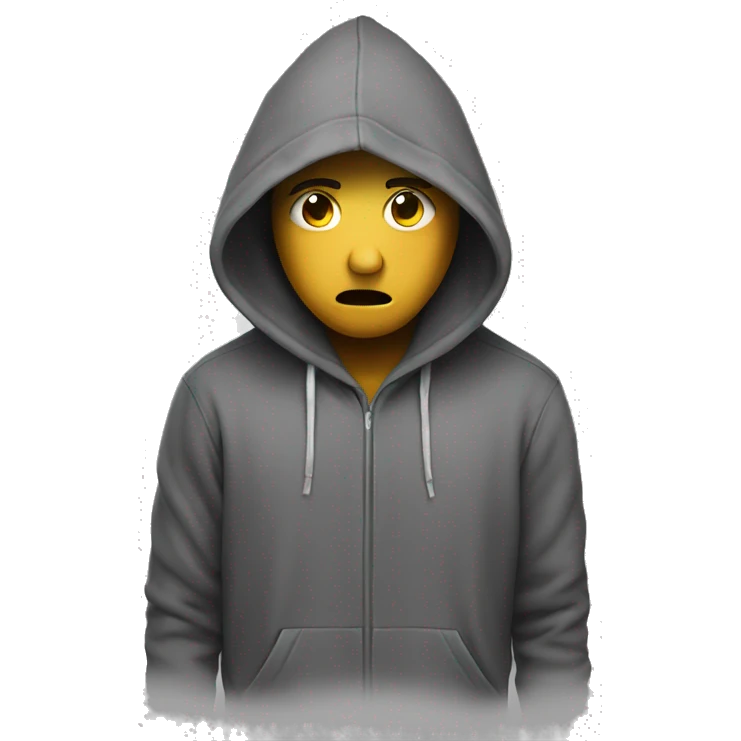 Depressed face in hoodie emoji