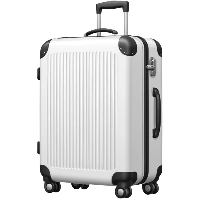 white steel ribbed suitcase on wheels emoji