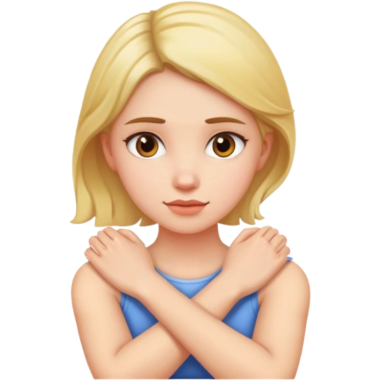 girl with arms crossed holding her neck emoji