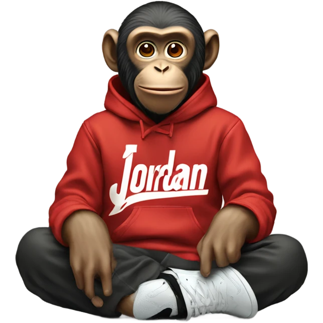 A monkey with supreme sweatshirt and Jordan’s  emoji