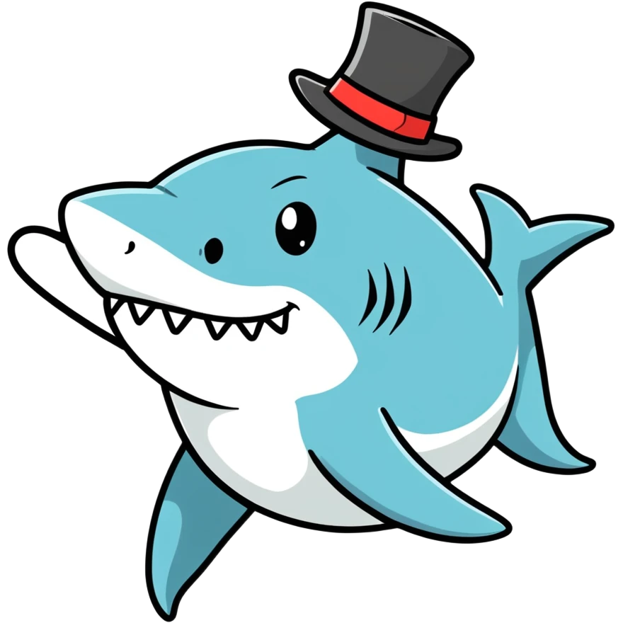 Shark with a top hat emoji