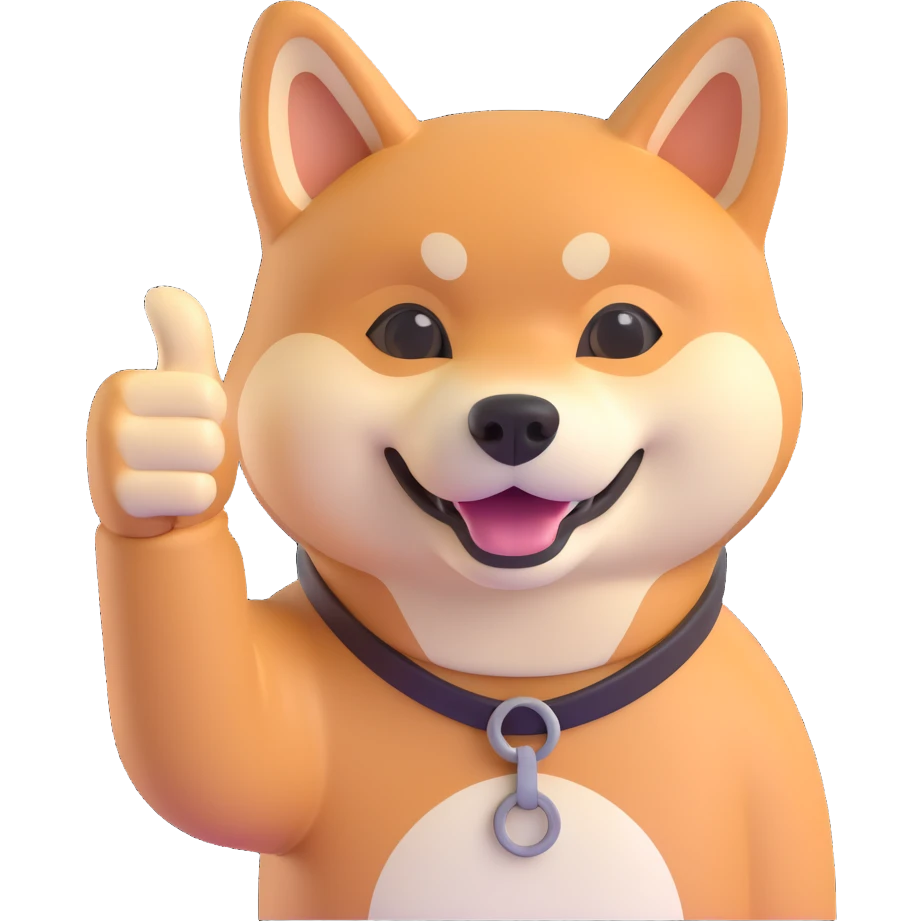 shiba inu showing thumbs up emoji