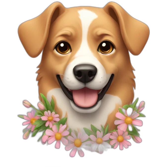 Dog with flowers  emoji