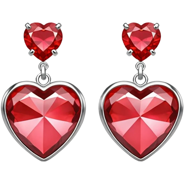 Rending heart shape gemstone silver earrings emoji