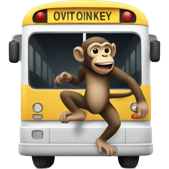 Monkey getting off bus emoji
