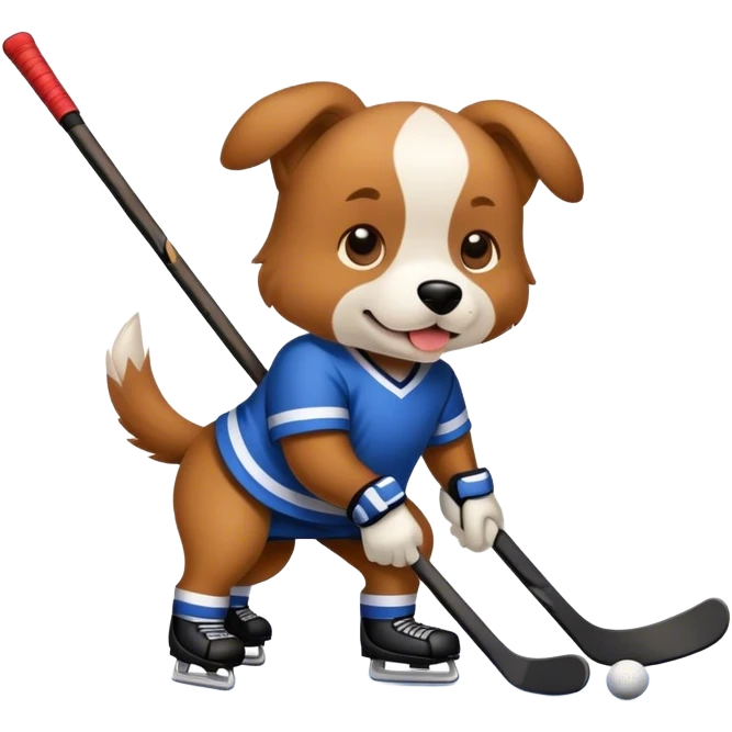 Dog playing hockey  emoji