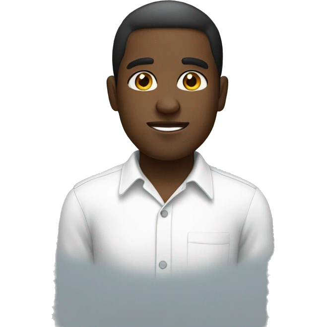 A black guy wearing a white shirt  emoji