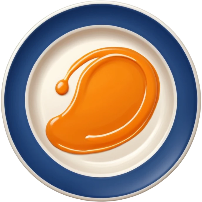 Minimal icon of a white plate with a thin, Michelin-style sauce drizzle in a C shape, using accent color #FF3D00. emoji