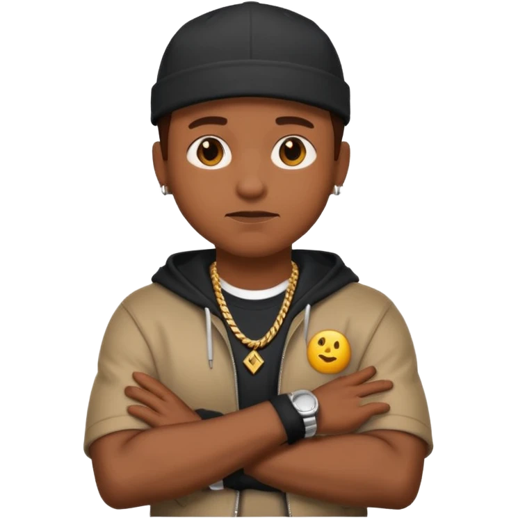 rapper emoji crossing arms in front of chest, confident expression emoji