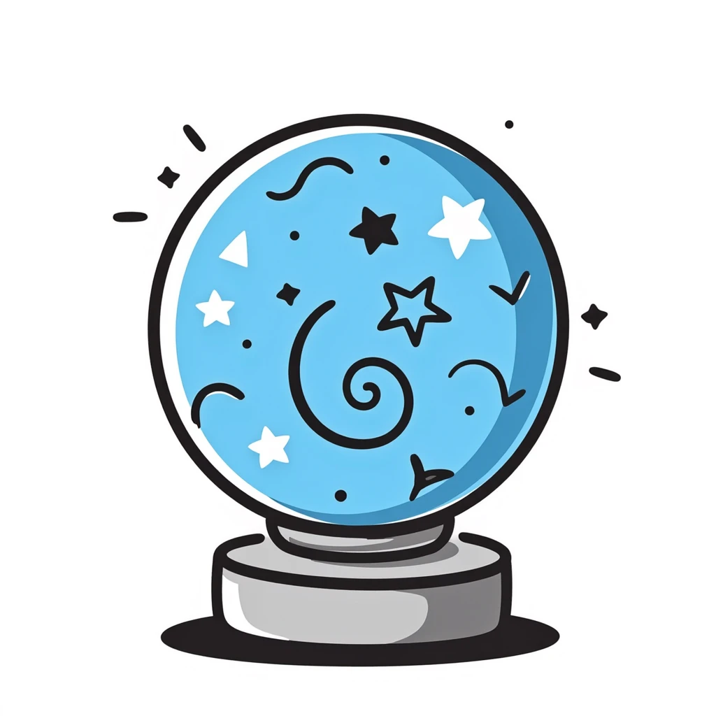 A magical blue scrying orb with mystical patterns and stars inside emoji