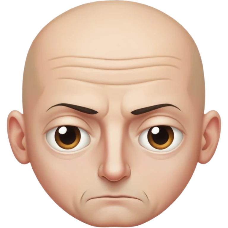 Steven Miller, bald, intense scowl, very narrow rectangular head, bottom lip sticking out, eyelids nearly shut and drooping on the outer sides emoji