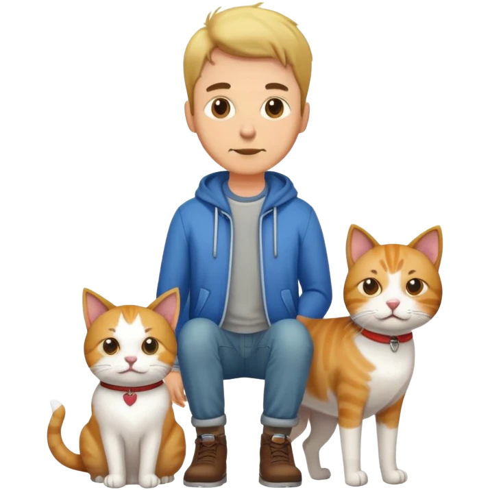 Man with dog in clothes cat emoji