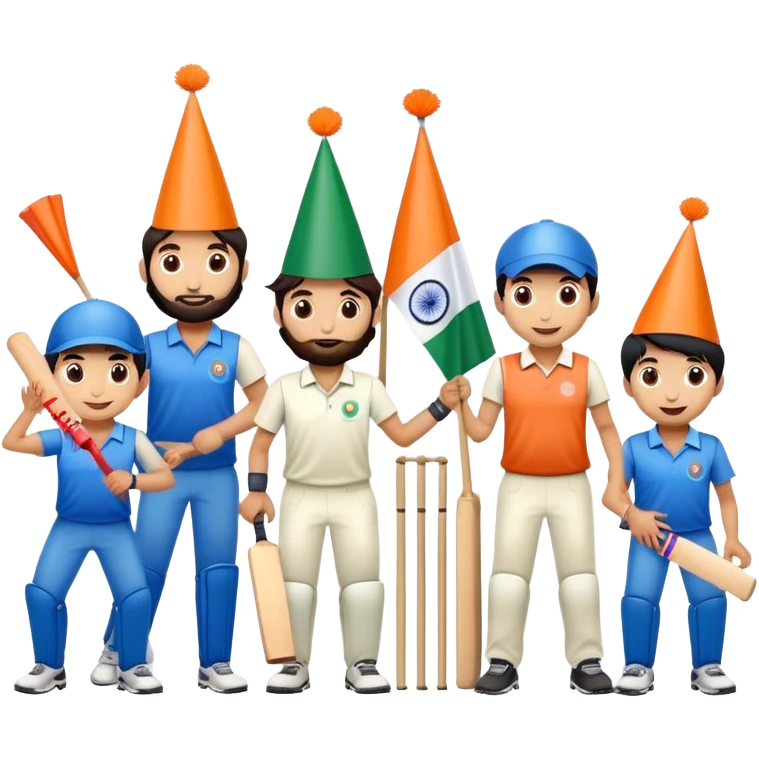 Party with indian flag and cricket  emoji