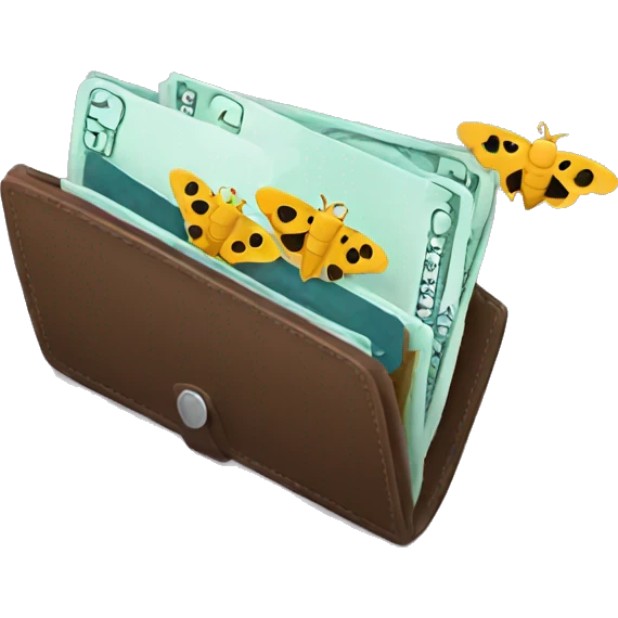 empty wallet open with moths flying out emoji