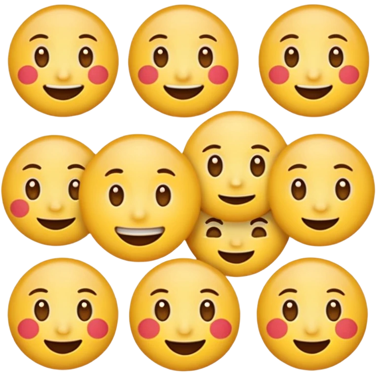 Round face emoji sticker pack with the following emotions: 😁- față radioasă cu ochi zâmbitori emoji