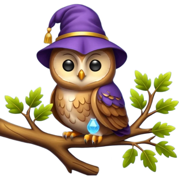 owl in nightcap sleeping on glowing branch emoji