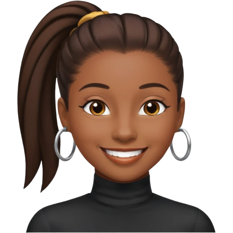 black girl with slick back ponytail  emoji