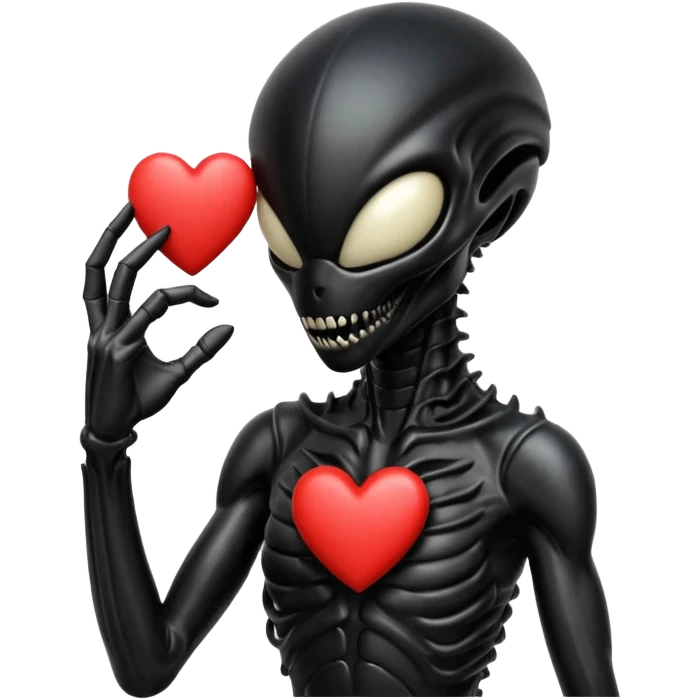 black xenomorph making heart sign emoji