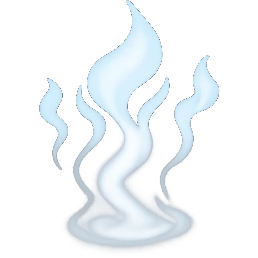 Remove the bowl and any water, show only the white, slightly transparent steam cloud with no background. emoji
