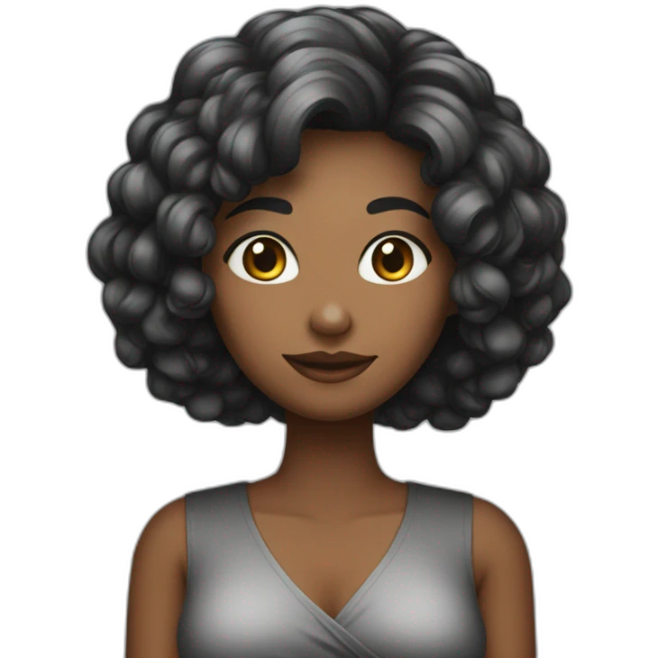 Mulher com vestido preto curto de mangas cumpridas e cabelo preso emoji