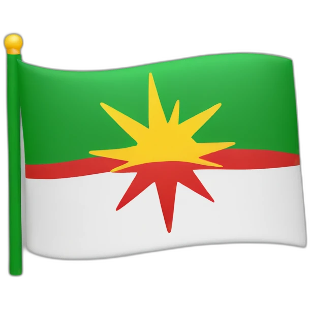 Flag red At top white in the middle Green at bottom and a sun in the middle emoji