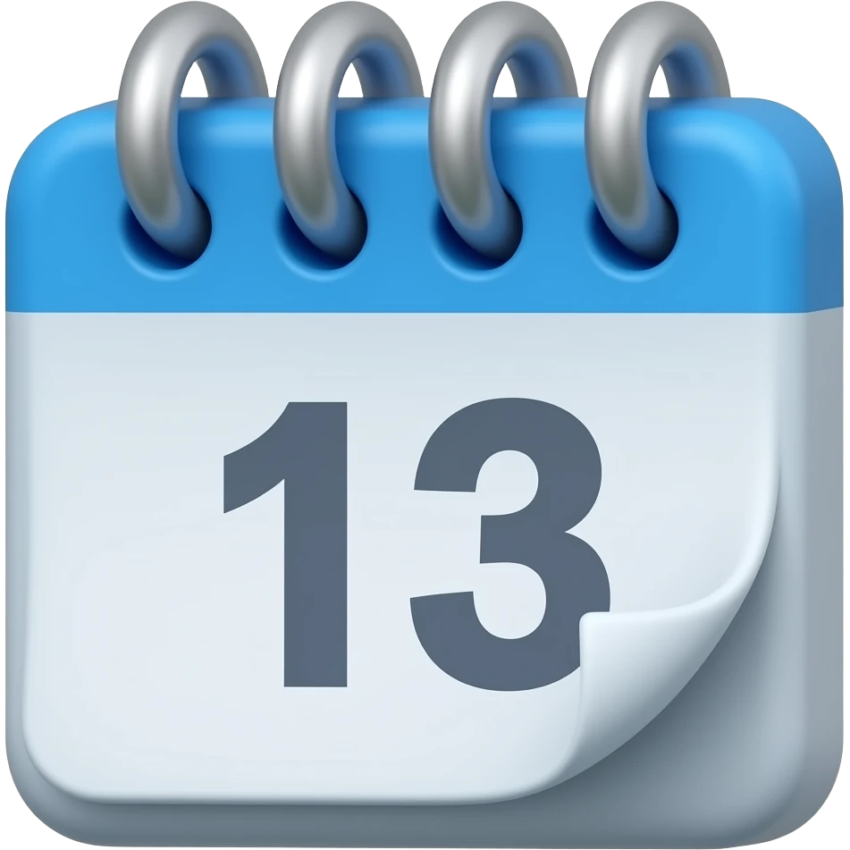 Create an emoji icon that depicts a calendar in a three-dimensional perspective. No numbers. Use colors for the design: Deep blue, Sky blue, Sky white, Coastal grey emoji