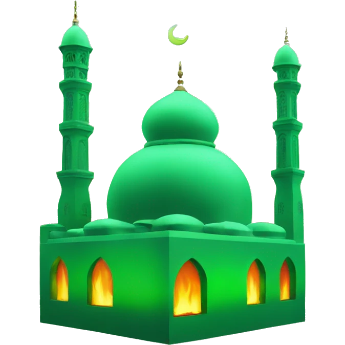 mosque in a green fire emoji