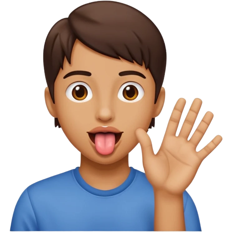 tongue out with hands to the side￼ emoji