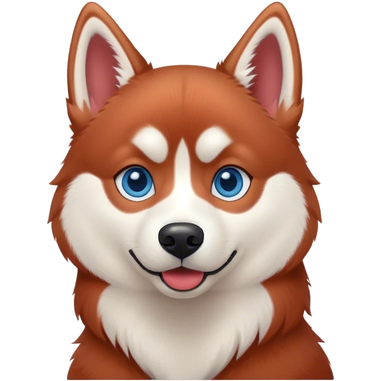 disney-style red siberian husky with blue eyes, playful and cute emoji