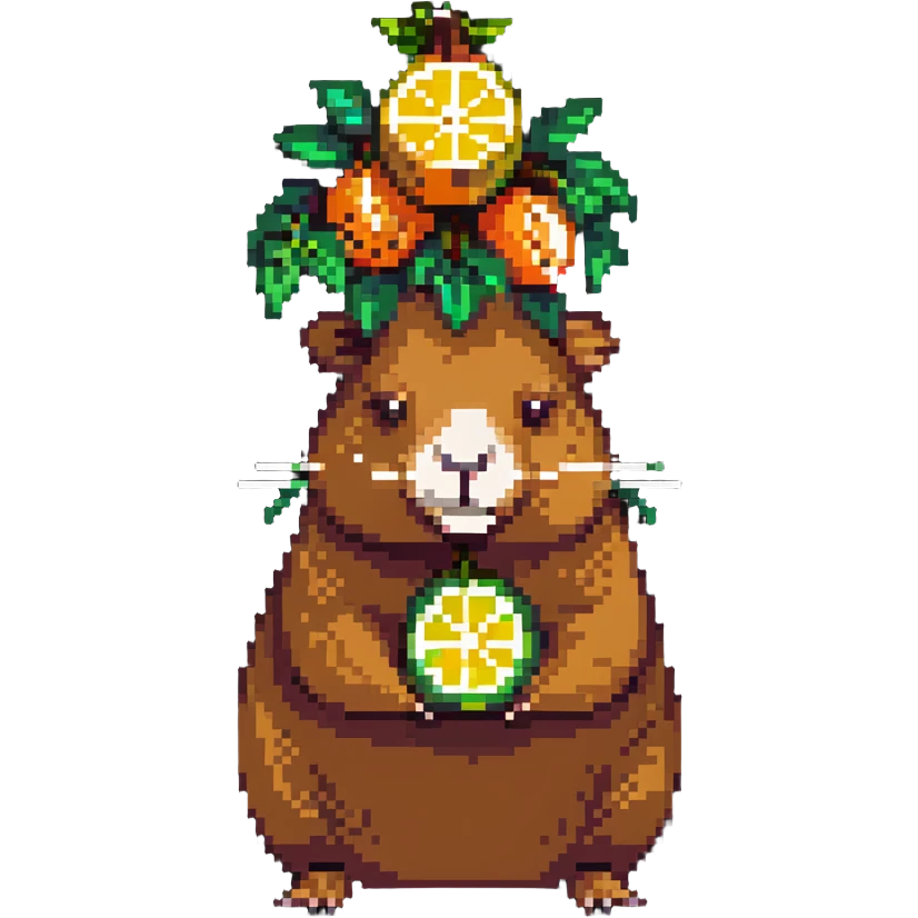capybara with a citrus fruit on its head emoji