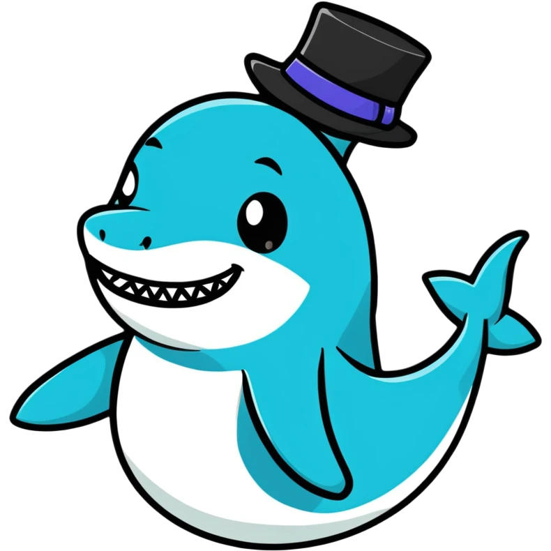 Shark with a top hat emoji
