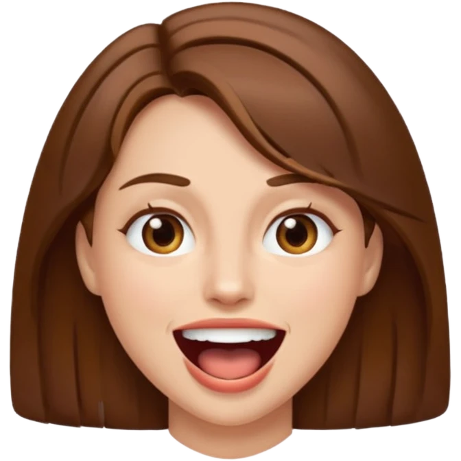 Woman brown hair. Mouth open emoji