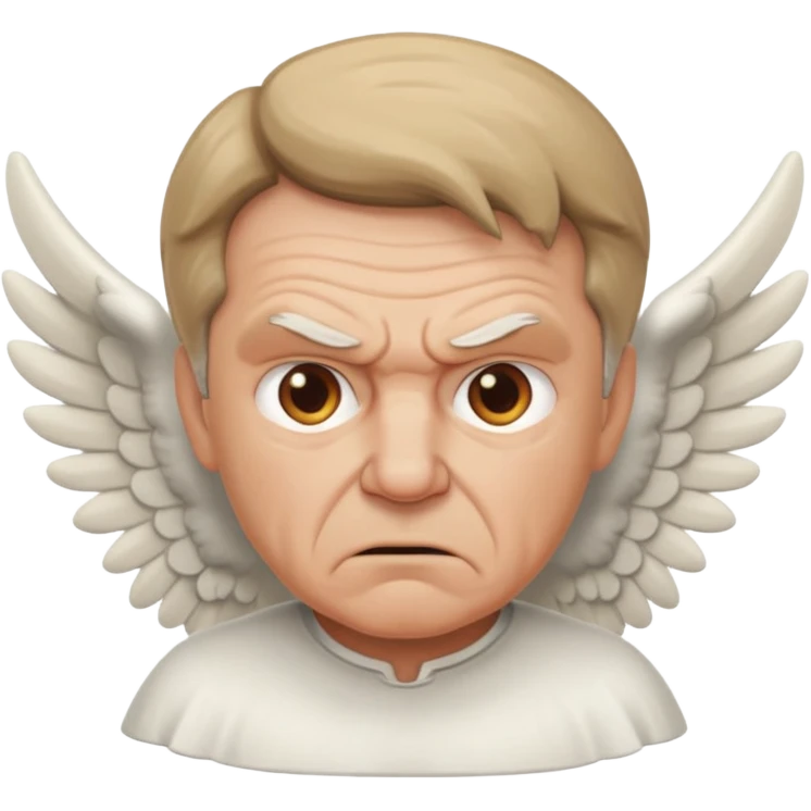 Angry older white male Italian animated angel emoji