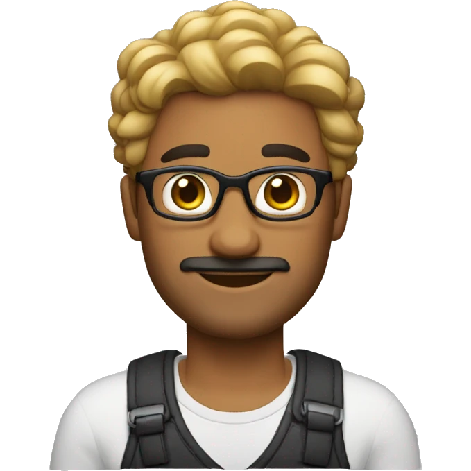 Hombre 30 años, cabello negro y algunas canas, con lentes, pelo corto, sin barba, sin bigote, con chompa emoji