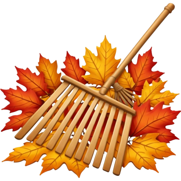 rake and autumn leaves emoji