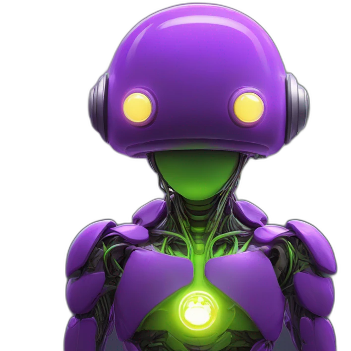 lemon-green-and-purple-neon-Robotic cyborg Super Mario doing a meditation emoji