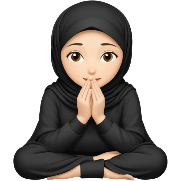 Hijabi girl sitting and hiding her face from her hands emoji