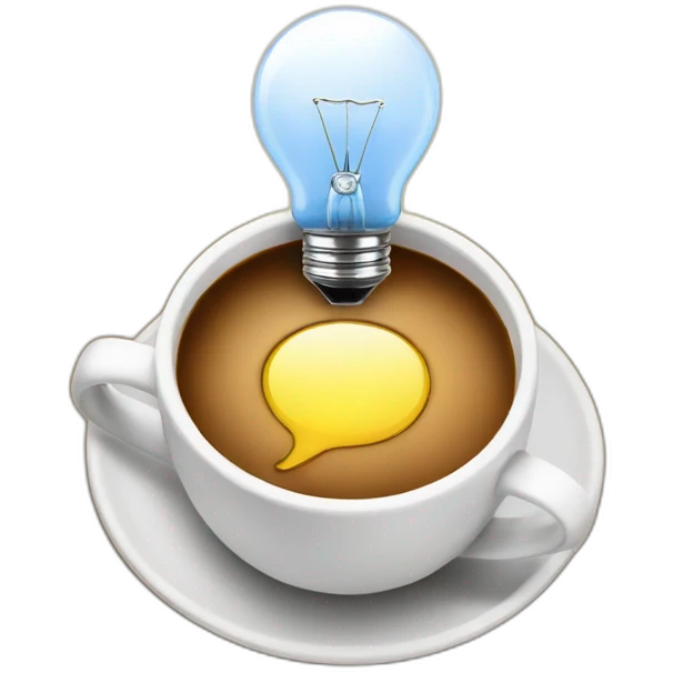 coffee cup with a light bulb in emoji