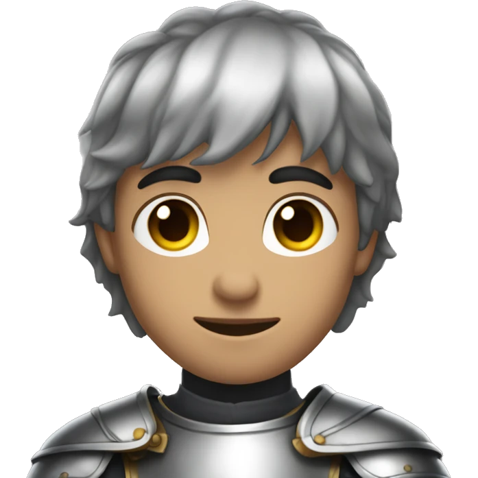 a young guy of model appearance with dark short hair in a knight's silver armor emoji