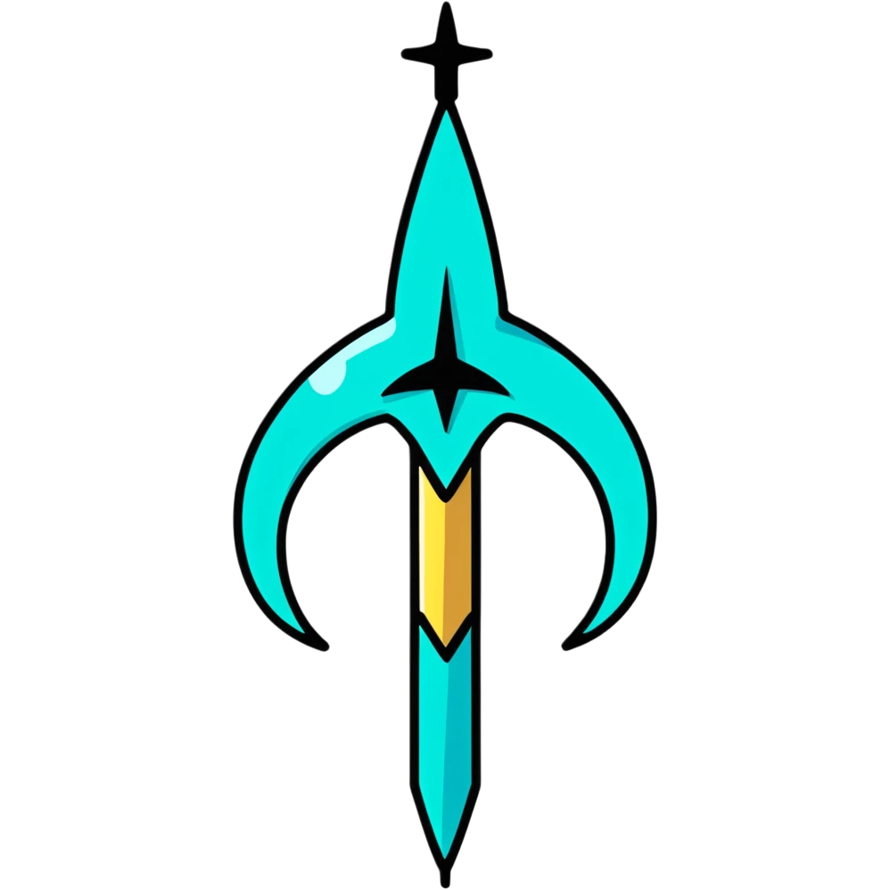 cosmic trident with sparkles emoji