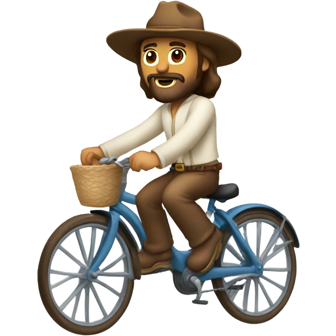 Jesus wearing cowboy hat riding bike emoji