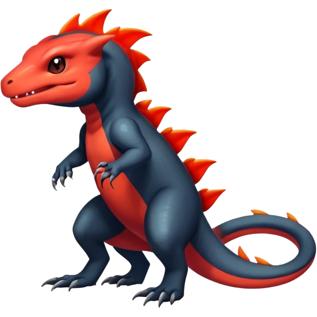 Colorful Dark Shiny Exotic Salandit-Charmeleon-Quilava-Fakémon-hybrid-creature (full body)  emoji