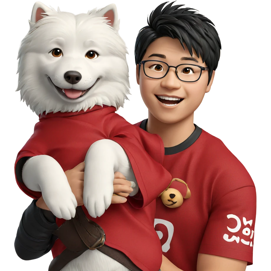 boy with dog smiling emoji