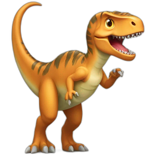 Dinosaure avec un chat qui jouent emoji