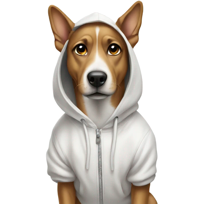 Dog wearing white hoodie  emoji