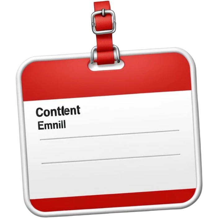 Fill the white box red, classic red and white name tag sticker with the name Content on it and nothing else  emoji